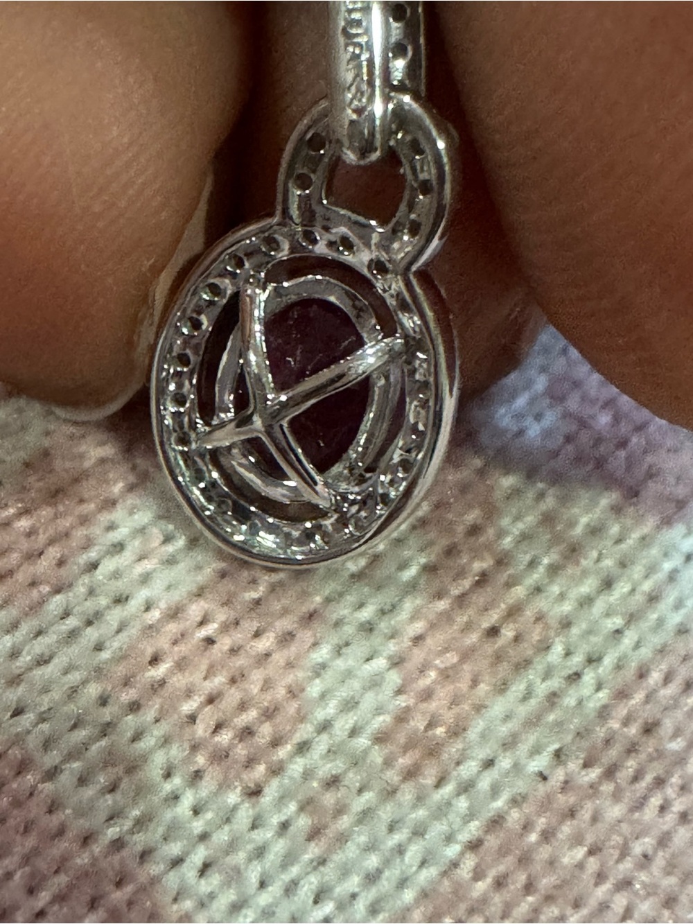 Vintage 1CT Natural Ruby & Diamonds Halo Pendant Necklace 10K White Gold - Picture 5 of 17